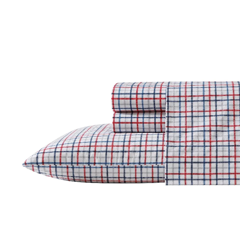 Nautica Boating Tattersall Plaid Grey King Sheet Set