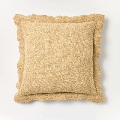 Oversized Heather Square Throw Pillow Dark Tan/Cream - Threshold designed with Studio McGee