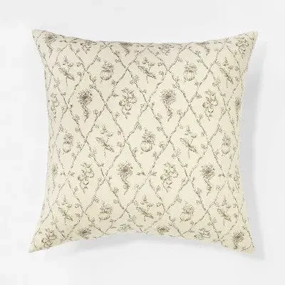 New - Oversized Woven Harvest Square Throw Pillow Cream/Dark Brown - Threshold designed with Studio McGee