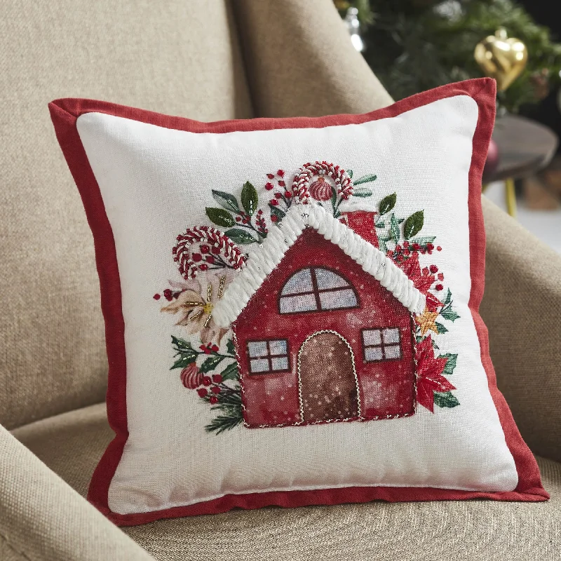 Candy Cane Cottage Pillow