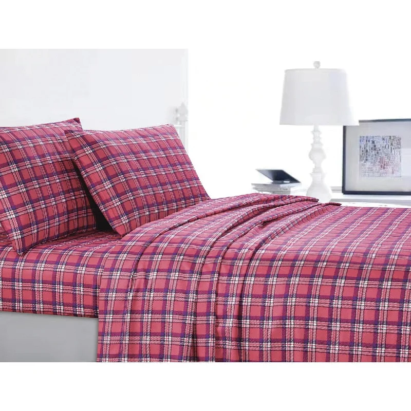 Pretty in Pink Plaid Microfiber Sheet Set