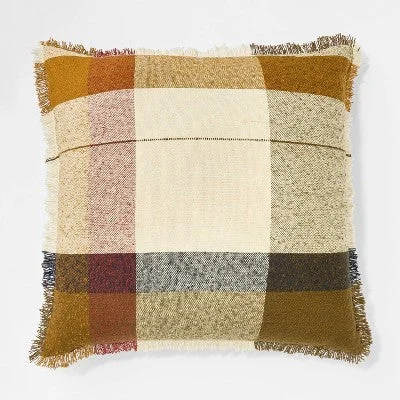 Open Box - Oversized Woven Plaid Square Throw Pillow Brown/Cream/Red - Threshold designed with Studio McGee