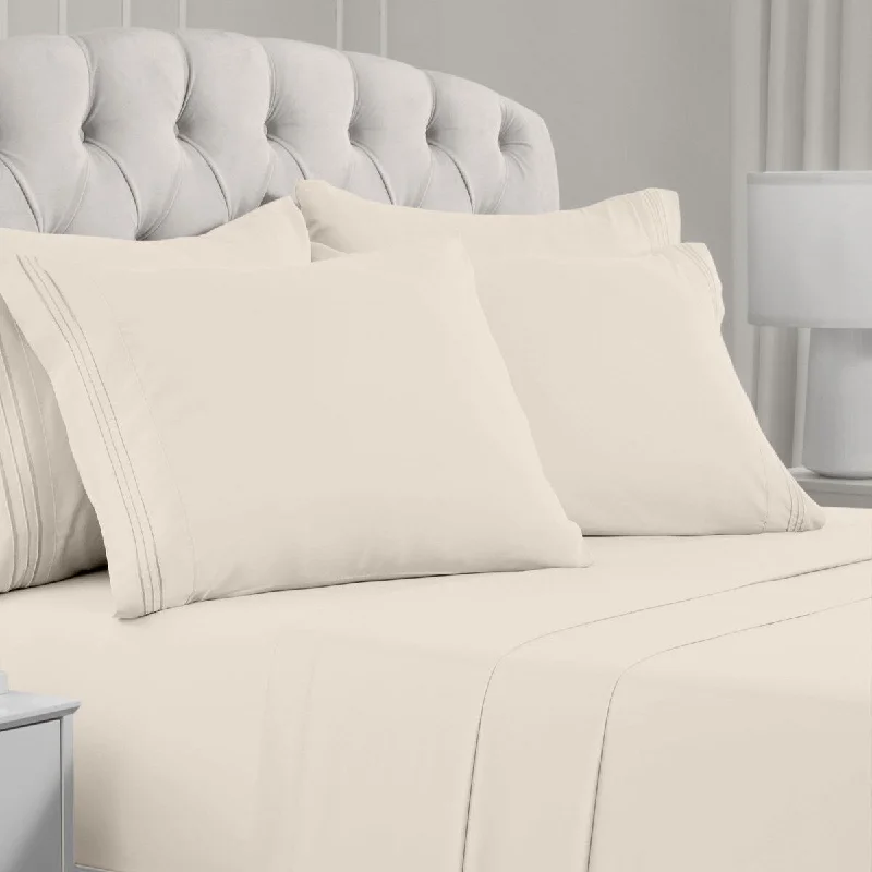 Queen Sheets Set - 6 Piece Iconic Collection Bedding Sheets & Pillowcases Luxury, Ultra Soft, Cooling Bed Sheets