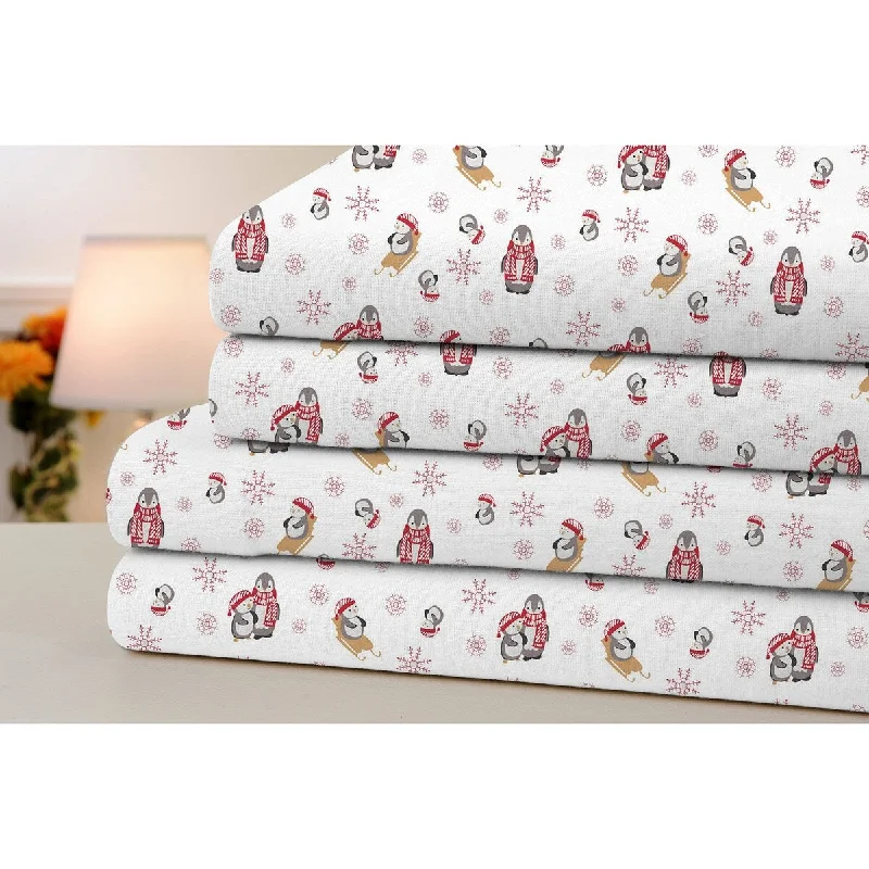 Bibb Home Printed Flannel 4 Piece Sheet Set