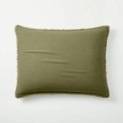 New - King Euro Heavyweight Linen Blend Throw Pillow Moss Green - Casaluna