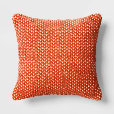 20"x20" Woven Waves High Dimension Square Outdoor Throw Pillow Orange - Threshold