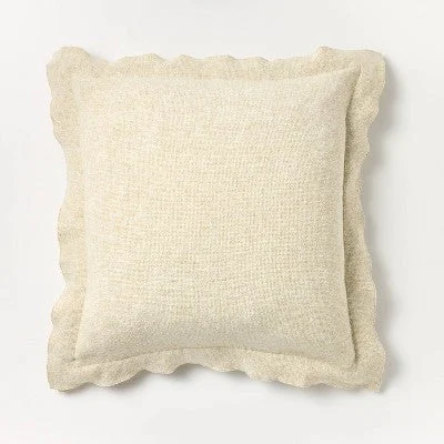 New - Oversized Heather Square Throw Pillow Cream - Threshold designed with Studio