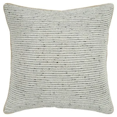 New - 20"x20" Oversize Striped Poly Filled Square Throw Pillow White - Rizzy Home