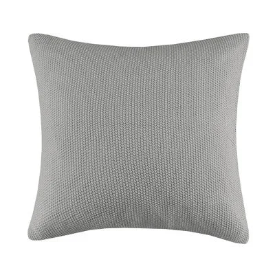 New - 26"x26" Oversized Bree Knit Square Throw Pillow Cover Gray - Ink+Ivy