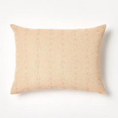 New - Oversized Woven Striped Lumbar Throw Pillow Clay Pink - Threshold designed with