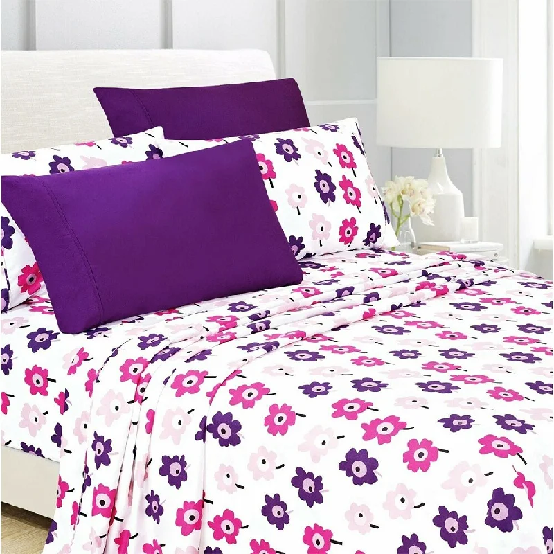 6-Piece Egyptian Comfort 1800 Series Ultra Full Purple Floral