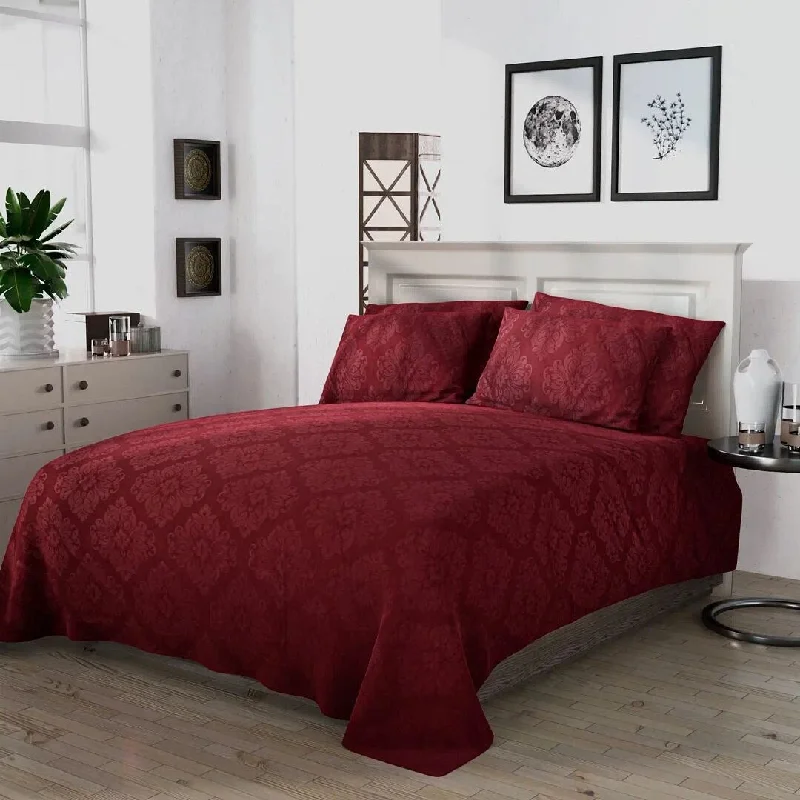 HOMESMART Burgundy Polyester Embossed 6pcs Durable Sheet Set Mothers