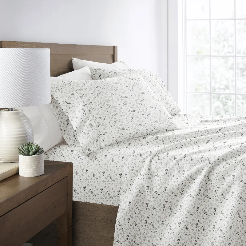 4-Piece Printed Eucalyptus Floral Sheet Set