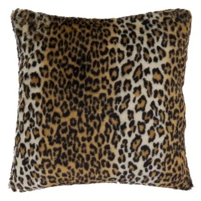 Open Box - 18"x18" Faux Fur Design Poly Filled Cheetah Print Square Throw Pillow Brown - Saro Lifestyle