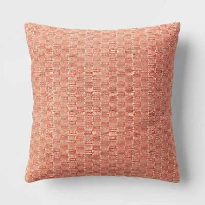 Oversized Textural Woven Square Throw Pillow Orange - Threshold