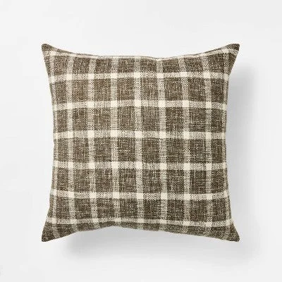 Oversized Woven Plaid Square Throw Pillow - Threshold designed with Studio McGee