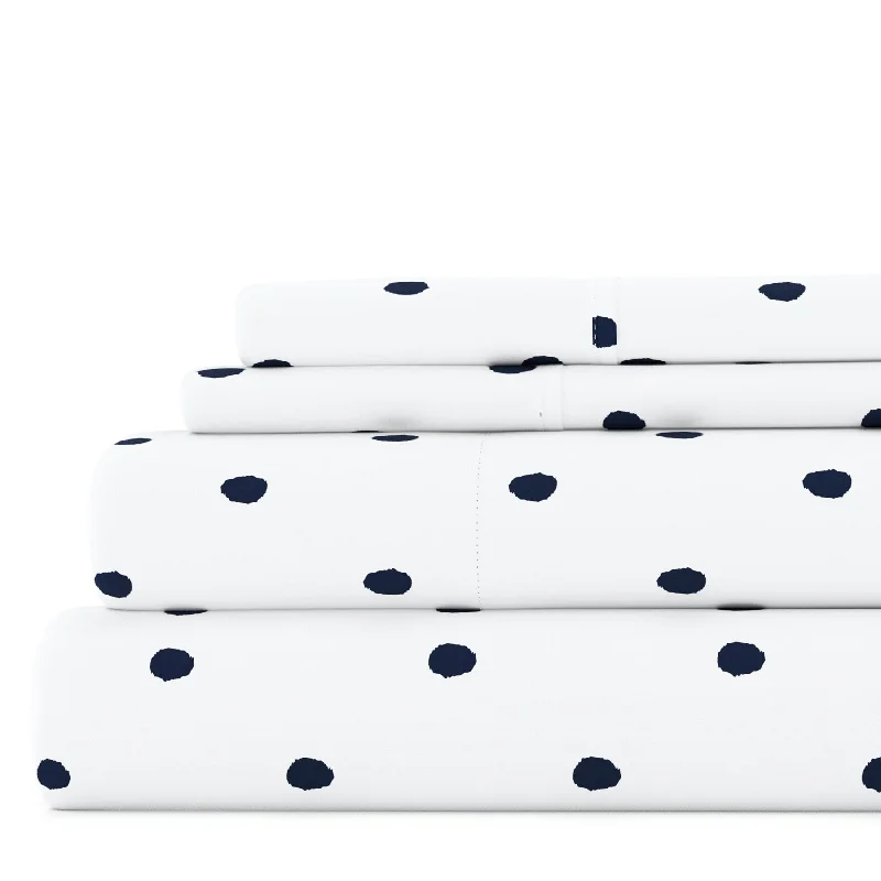 Dots Navy Pattern Sheet Set Ultra Soft Microfiber Bedding