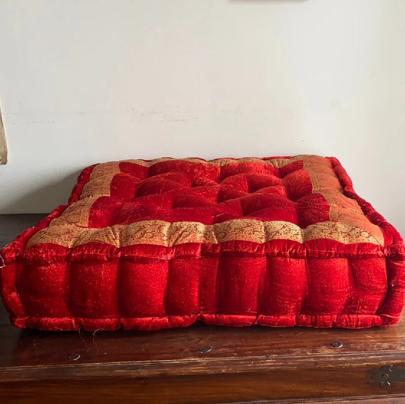 Red Velvet Meditation Tufted Cushion