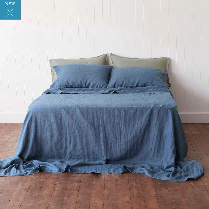 Vintage Denim Blue Flat Sheet