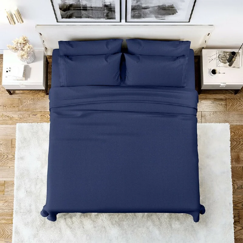 6 Piece Sheet Set 1800 Series Egyptian Deep Pocket Twin Navy Blue