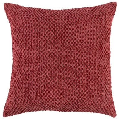 New - 20"x20" Oversize Vintage Square Throw Pillow Cover Burgundy - Rizzy Home