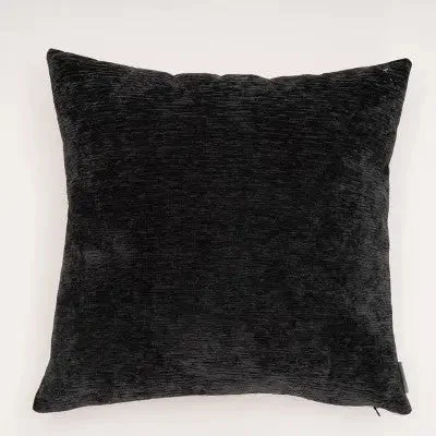 20"x20" Oversize Dainty Chenille to Linen Reverse Square Throw Pillow Black - Evergrace