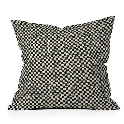 18" x 18" Iveta Abolina Lazy Checker Outdoor Throw Pillow Coal Black - Deny Designs