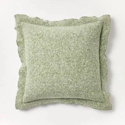 Open Box - Oversized Heather Square Throw Pillow Sage/Cream - Threshold designed with Studio McGee