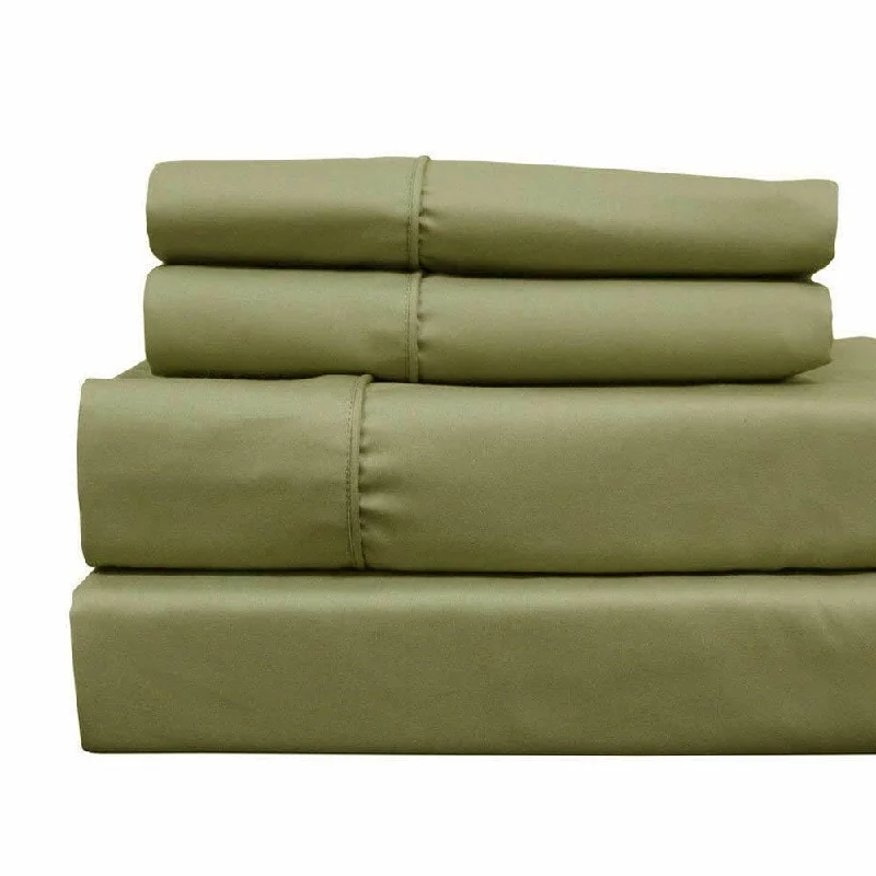 400 Thread Count Linens 4-Piece Set 100% Cotton King Bed Sheet Green