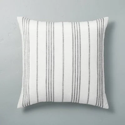 Open Box - 24" x 24" Vertical Stripe Oversized Throw Pillow Sour Cream/Gray