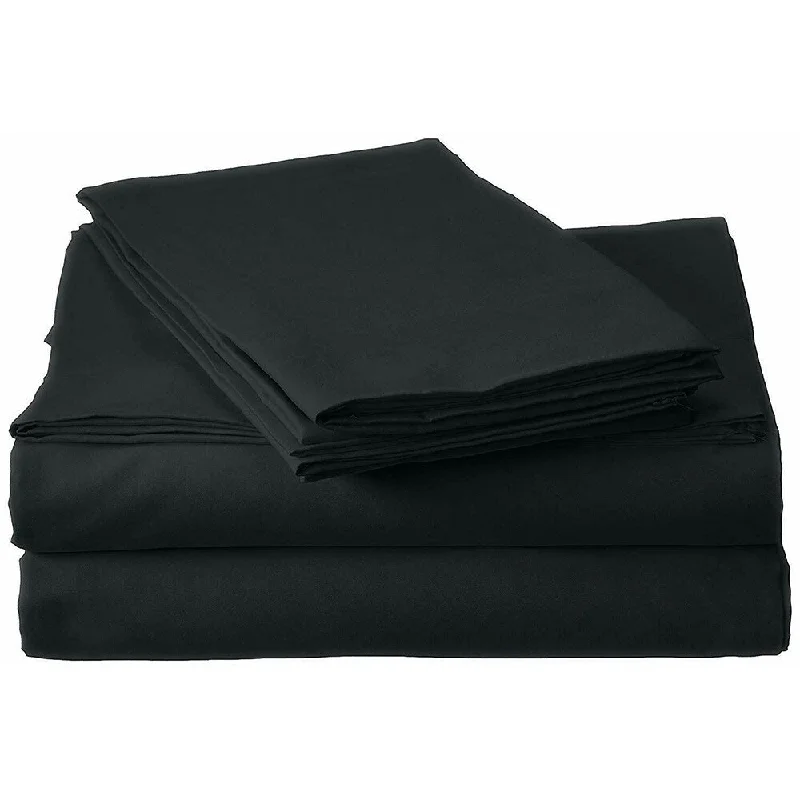 400 Thread Count Linens 4-Piece Set 100% Cotton Queen Bed Sheet Black