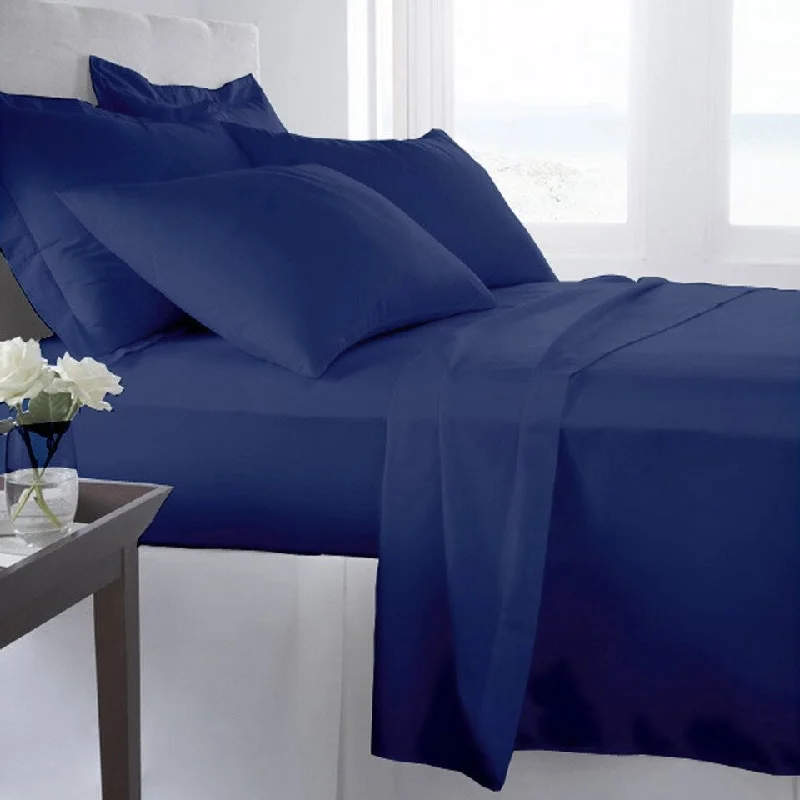 Portland Place - 300 Thread Count Navy Blue Queen, Combed Egyptian Cotton Sateen Sheet Sets