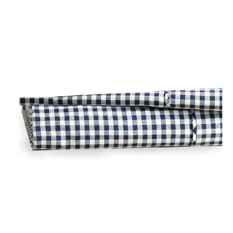 Queen Gingham Cotton Percale Sheet Set - Navy