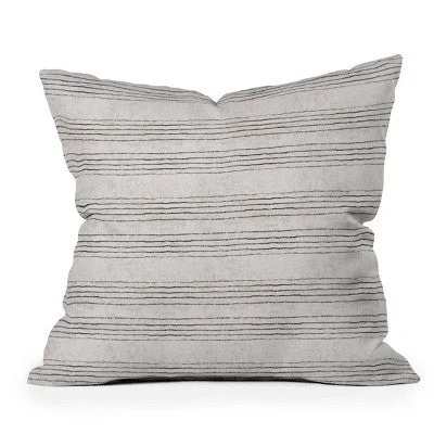 Open Box - 26" x 26" Holli Zollinger Linen Stripe Rustic Outdoor Throw Pillow Black/White - Deny Designs