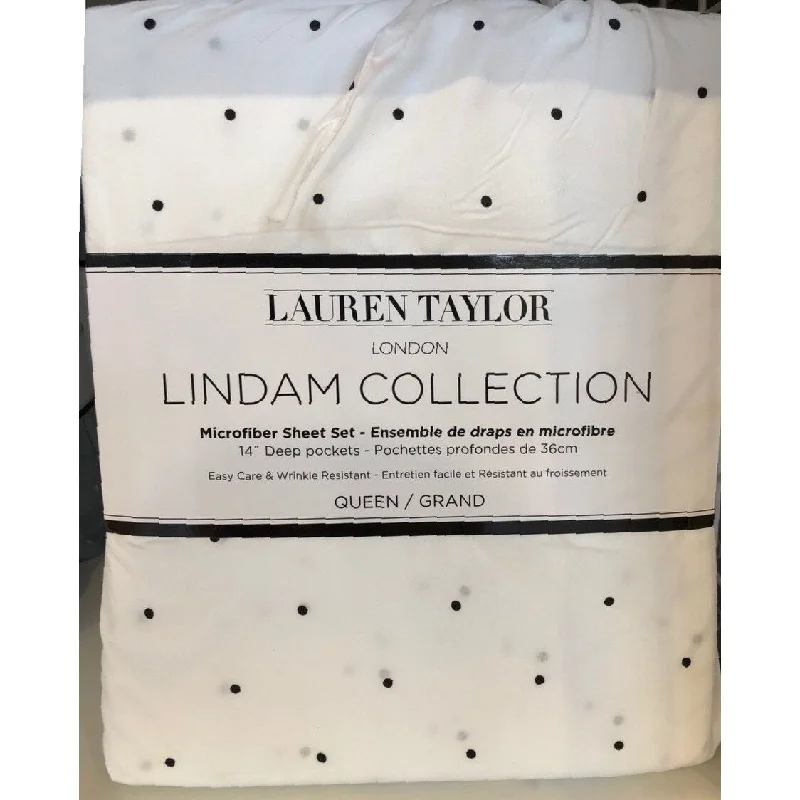 Lauren Taylor - White Polka Dot MF Sheet Set