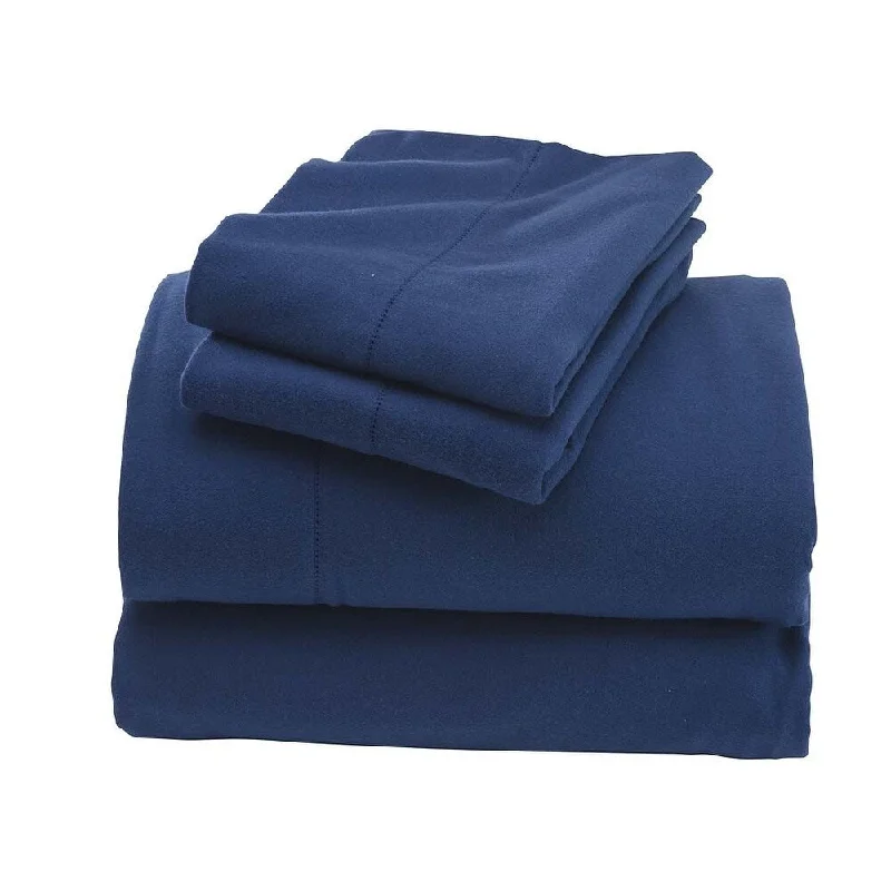 Twin Signature Flannel Hemstitch Sheet Set - Vintage Blue