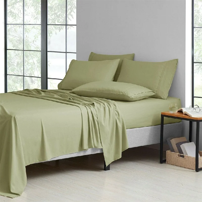 6 Piece Set 1800 Series Bamboo Soft Deep Pocket Full Sage