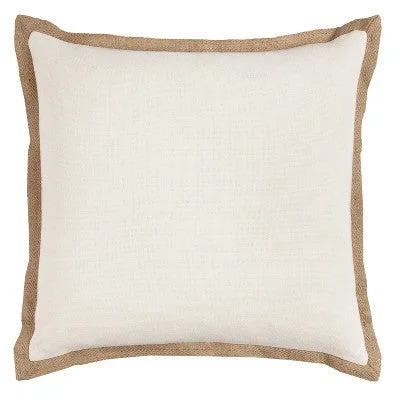 New - 22"x22" Oversize Poly Filled Solid Square Throw Pillow Light Beige - Rizzy Home