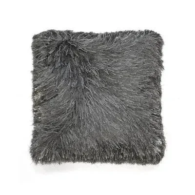 20"x20" Oversize Ella Shaggy Fur Square Throw Pillow Gray - Lush Décor