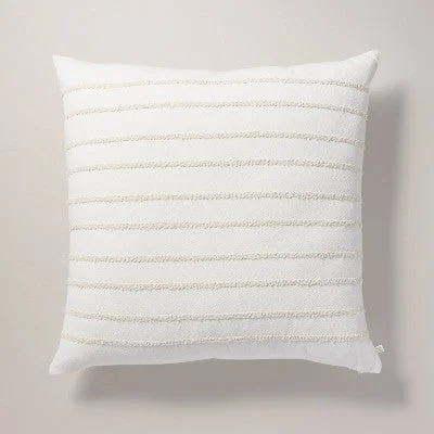 Open Box - 26"x26" Tufted Rib Stripe Euro Bed Pillow Cream/Natural - Hearth & Hand with Magnolia