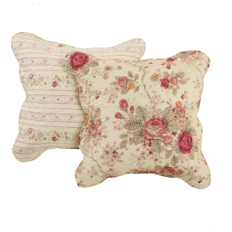 Antique Rose Ecru Decorative Pillow Pair