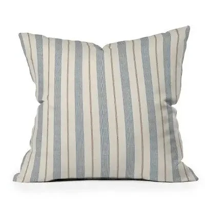 18" x 18" Little Arrow Design Co. Ivy Stripes Outdoor Throw Pillow Cream/Blue -