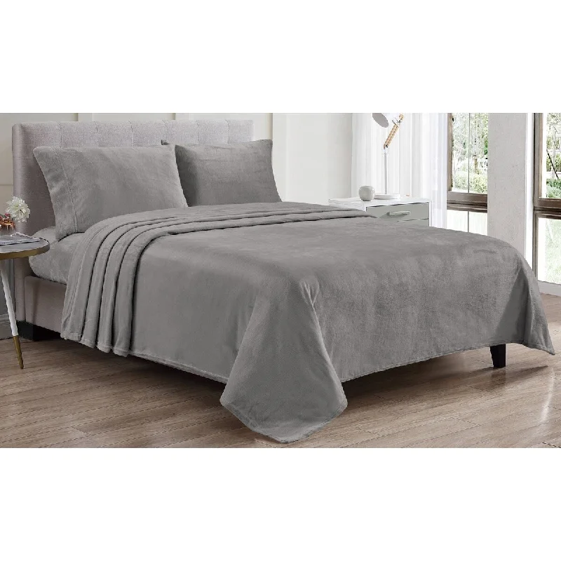 Kansas Wrinkle Resistant Ultra Soft Solid Premium Bed Sheet Set Queen Dk. Grey