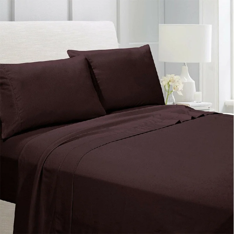 Egyptian Comfort 1800 Count 4 Piece Bed Sheet Set Queen Brown