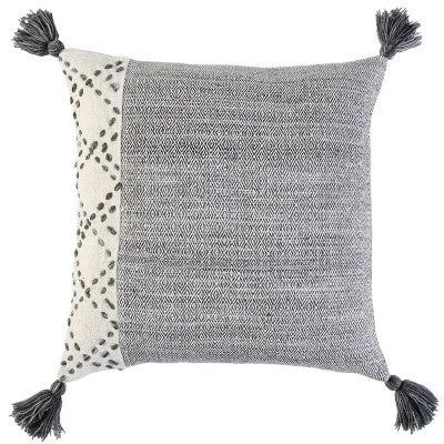 New - 20"x20" Oversize Poly Filled Color Block Square Throw Pillow Gray - Rizzy Home