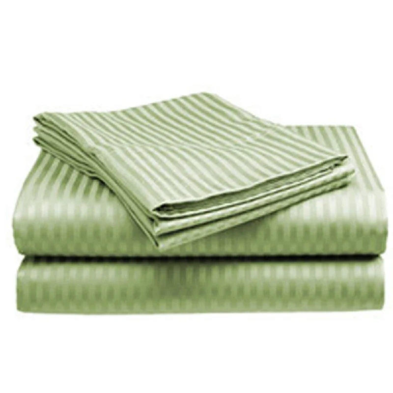 400 Thread Count Deluxe Cotton Dobby Stripe Queen Bed Sheet Sage