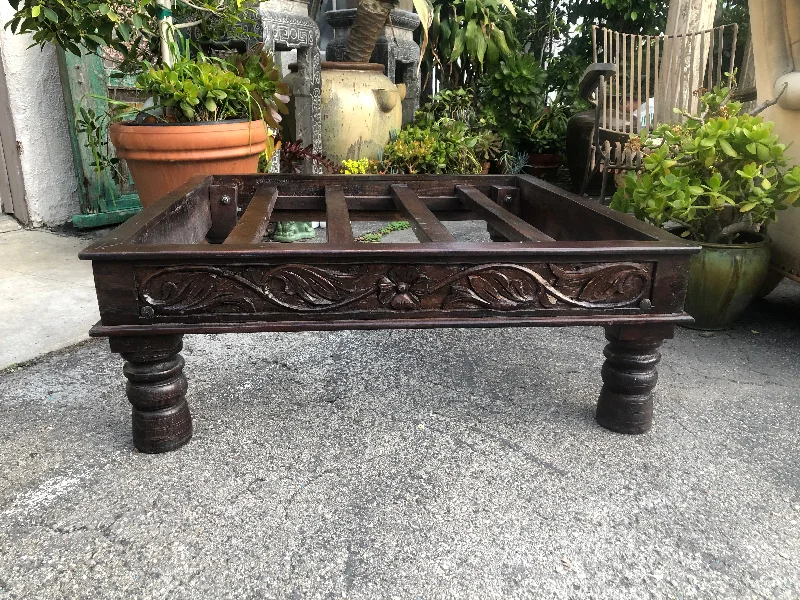 Single Wooden Hand Carved Ottoman