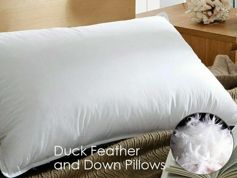 Pair of Luxury Extra Filled Duck Feather & Down Pillows Pillow Hotel Quality