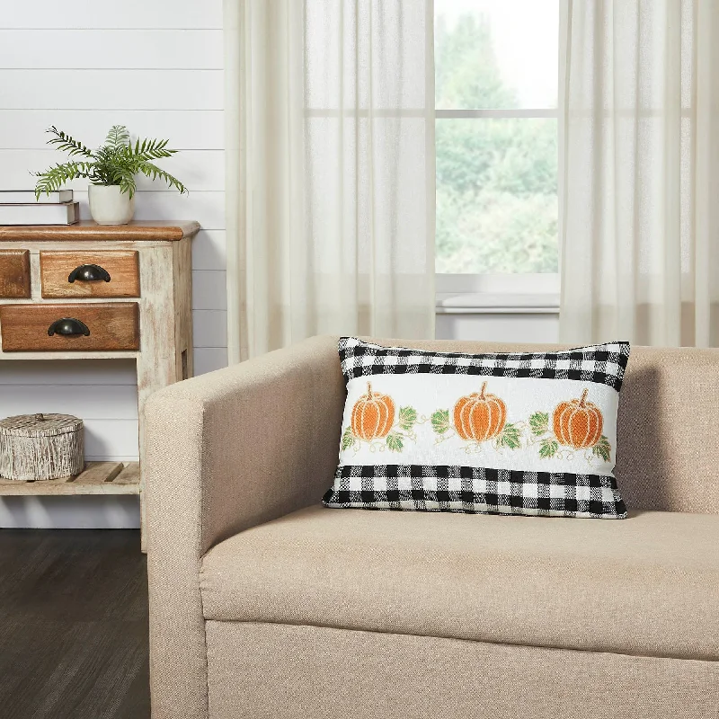 Annie Black Check Pumpkin Patch Pillow