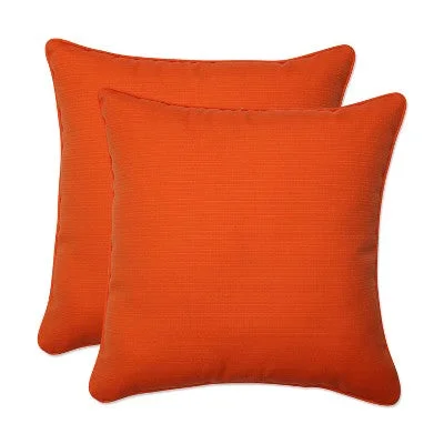 18.5"x18.5" Fresco 2pc Square Outdoor Throw Pillows Orange - Pillow Perfect